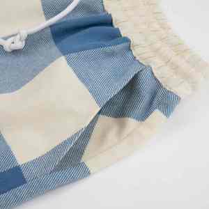 Shorts à carreaux de haute qualité pour hommes, décontractés, en coton, avec taille élastique et cordon de serrage, logo personnalisé OEM - Product Image 3