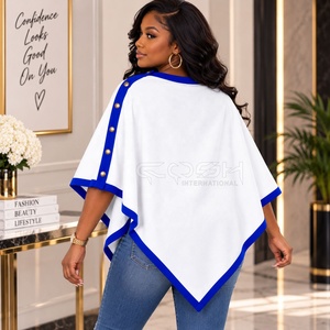 Poncho Blanco con Logotipo Personalizado de la Hermandad de la Hermandad Femenina Cosh International, Capucha, Chal, Poncho de Punto Transpirable - Product Image 5