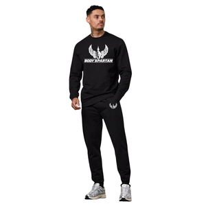 Conjunto de sudadera negra con cuello redondo y pantalones deportivos para hombre, ropa deportiva informal, chándal de entrenamiento, conjunto de ropa deportiva - Product Image 1