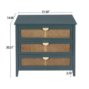 Credenza a 3 Cassetti in Rattan Naturale, Design Costiero, Arredamento Americano per Camera da Letto, Soggiorno o Studio - Product Image 5