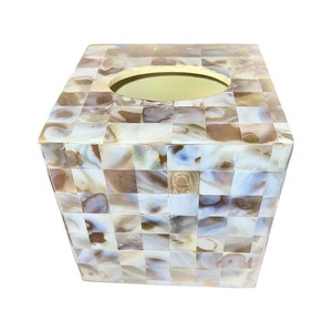 Handmade Wooden Tissue Box with Mother of Pearl Inlay for Home Decor - Product Image 1