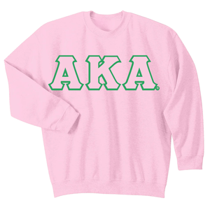 Sudadera Rosa con Cuello Redondo y 3 Letras Griegas AKA, Sudadera Informal de Manga Larga con Bordado AKA para Mujer - Product Image 1
