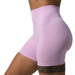 Women's Lavender Pump High Rise <b>Short</b> High Waist Stretch Seamless Workout <b>Shorts</b> <b>Gym</b> Fitness Training Activewear Wear - Product Image 3