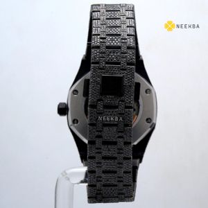 Montre Moissanite Signature personnalisée-Montre Moissanite entièrement noire, montre buste pour homme, montre en diamant faite à la main 100% d'Inde - Product Image 4