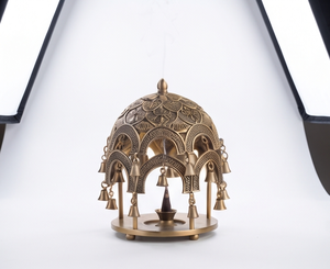 Quemador de incienso de aluminio con cúpula dorada, campanas colgantes y recogedor de cenizas, venta al por mayor - Product Image 3