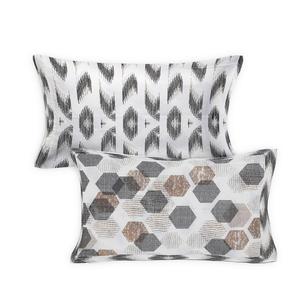 Juego de Sábanas de Algodón Puro de Diseño con Estampado de Hexágonos Grises y Funda de Almohada, Venta al Por Mayor - Product Image 3