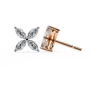 Marquise Butterfly <b>Diamond</b> Stud <b>Earrings</b> – 0.88ctw Floral Clover CVD Lab <b>Diamond</b> 10K 14K 18K Solid Gold Piercing Posts - Product Image 6