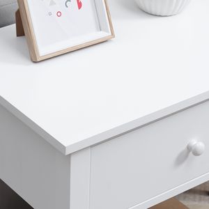 Modern 2-Tier White <b>Side</b> <b>Table</b> Living Room Console <b>Table</b> with Drawer and <b>Storage</b> Shelf Elegant End <b>Table</b> - Product Image 6