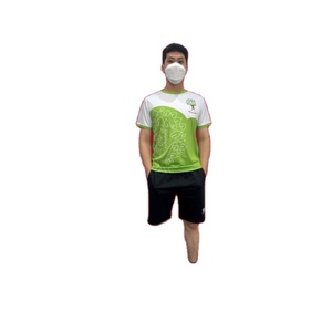 T-shirt décontracté à manches courtes pour homme VBS DeLinde, imprimé vert et blanc, col en V, séchage rapide, vêtements d'été - Product Image 5