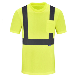 เสื้อยืดสะท้อนแสง Hi Vis สำหรับผู้ชาย เสื้อทำงานเพื่อความปลอดภัยที่มองเห็นได้ชัดเจน เสื้อยืดน้ำหนักเบาสำหรับงานก่อสร้างและงานถนน - Product Image 1