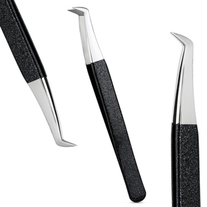 Custom Logo Eyelash Tweezers, High Precision Curved Tweezers For Eyelash Extension, Stainless Steel Glitter Lash Applicator Tool - Product Image 1