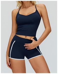 Top de yoga personalizado para mujer con cuello redondo, sin espalda, control de abdomen, alto soporte, ligero y transpirable para fitness y running - Product Image 2