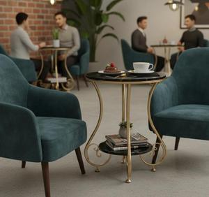 Modern Round Rattan Outdoor Bistro Set with Marble Top <b>Table</b> and Cushioned Chairs for Apartment <b>Balcony</b> Furniture - Product Image 2