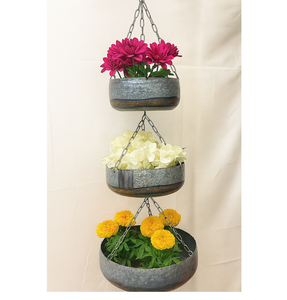 Maceta colgante de metal con cadena, maceta decorativa para el hogar, balcón, interior y exterior, soporte para plantas de hierro con acabado galvanizado, resistente. - Product Image 6
