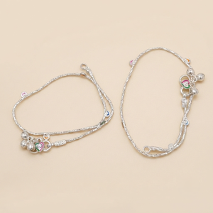 Tobillera DIVYORO de Plata de Ley con Corazón Esmaltado Multicolor - Product Image 3