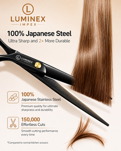 Ciseaux droits pour gauchers NYBL-55 de 5,5 pouces, JAPON, acier 440C, tranchants, dureté 58-59HRC, manche en acier inoxydable, ciseaux de barbier, cheveux, 28 - Product Image 2