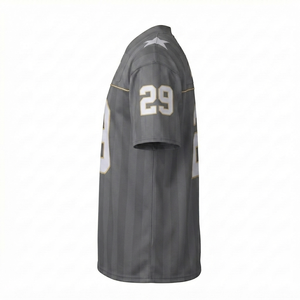 Maillot de football personnalisé gris foncé pour homme, 100 % polyester, tissu mesh, col en V, manches courtes, grande taille, uniforme d'équipe, joueur - Product Image 2