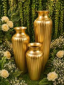 Vase à fleurs en aluminium fait main, personnalisé et doré, pour la décoration de la maison et du jardin, pots à fleurs pour les événements et les décorations de mariage - Product Image 4