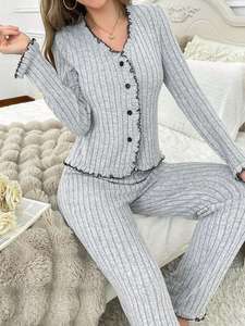 Conjunto de Pijamas de Invierno para Mujer al por Mayor, Ropa de Dormir para Mujer, Tallas Grandes - Product Image 4