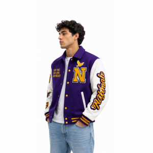 Nouvelle arrivée, veste varsity streetwear de haute qualité, broderie, veste bomber en cuir et laine d'hiver, veste de baseball universitaire - Product Image 4