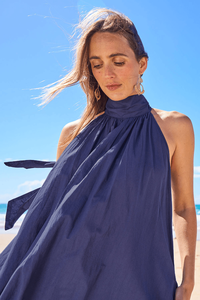 ชุดเดรสผ้าฝ้ายเนื้อบางเบา ทรงหลวม คอวี แขนบาน ยาวคลุมเท้า สีพื้น เหมาะสำหรับใส่ไปชายหาด ฤดูร้อน รับผลิตแบบ OEM - Product Image 3