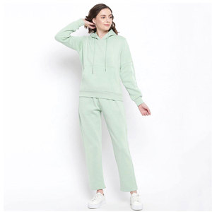 Ensemble de survêtement en molleton à capuche vintage pour femmes, coupe régulière, motif à carreaux, décontracté, hiver, manches longues - Product Image 1