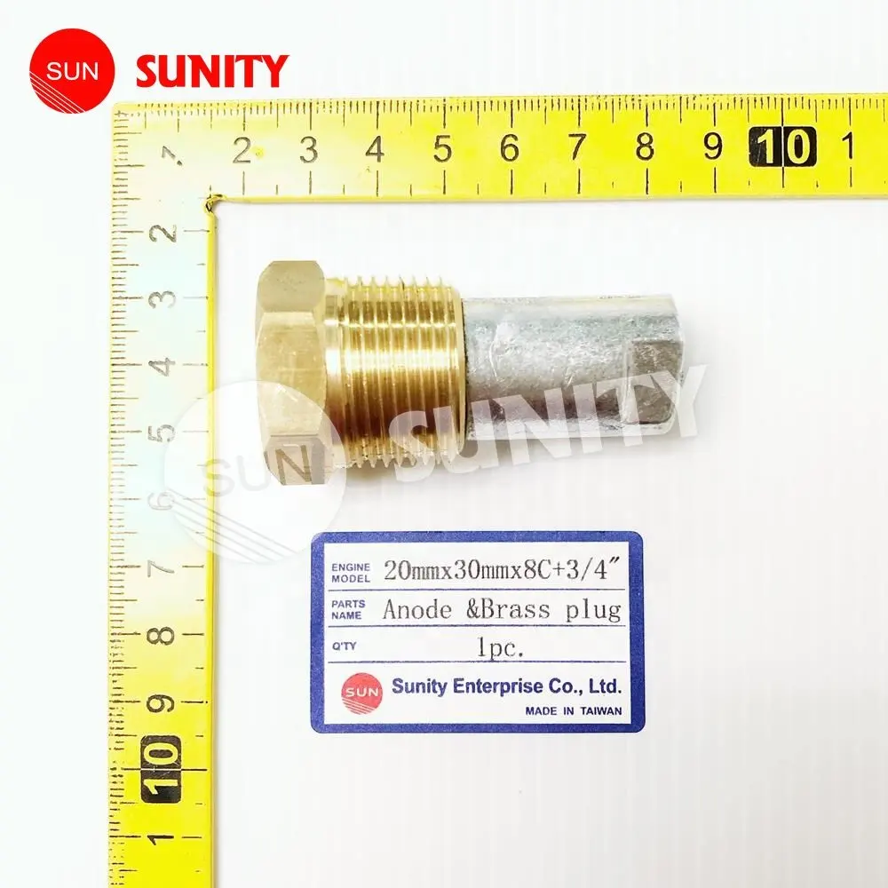 TAIWAN SUNITY marine ship Anode &Brass plug 20mmx30mmx8C+3/4 zinc anodes