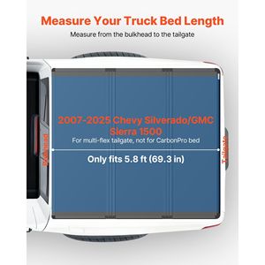 Copertura Rigida Tri-Fold per Cassone Pick-up Compatibile con Chevy Silverado/GMC Sierra 1500 2007-2025, Cassone Corto 5.8 ft (69.3 Pollici) F-250 - Product Image 2
