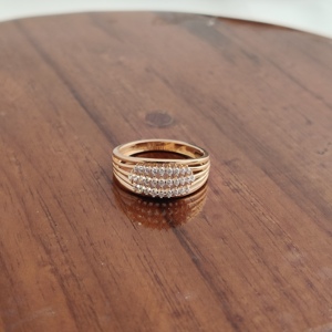 Bague large multi-rangs en or rose 18 carats Namivaa pour femme, élégante, avec grappe de pierres, bijoux fins, pour usage quotidien, finition polie haute brillance - Product Image 3