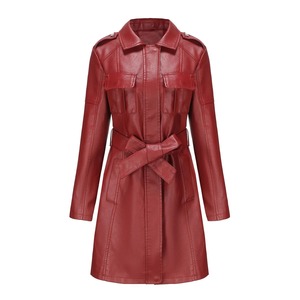 Abrigo Largo de Cuero Genuino para Mujer, Diseño OEM, Moda de Invierno, Impermeable, Transpirable, Ecológico, Cierre Triple, Chaqueta Casual y Elegante - Product Image 5