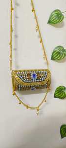 Bolso de Noche de Lujo con Cierre de Cremallera y Cuentas de Tela de Algodón Hecho a Mano, Bolso de Mano para Boda - Product Image 3