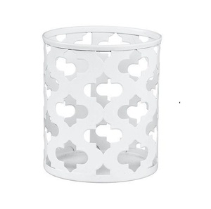 Eco Friendly Round Iron Metal Pen Pencil Holder <b>White</b> Finish Contemporary Design for Home <b>Office</b> <b>Desk</b> Tabletop Decor - Product Image 1