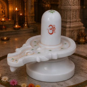 Lingam de Shiva de Mármol Blanco Ecológico de Alta Calidad, Hecho a Mano, Patrimonio de Agra, Ídolo del Dios Hindú para Culto en Templos y Decoración del Hogar - Product Image 1