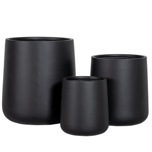 Juego de Macetas Cilíndricas de Fibra de Vidrio Lisas para Jardín Hieta, 3 Tamaños (30-50 cm), Color Negro, Macetas Decorativas para Patio Exterior - Product Image 3