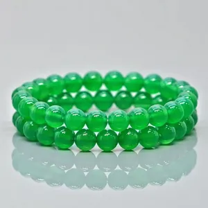 Natural Green Onyx 8mm Ball-Shaped Smooth AAA Grade Beads Trendy Unisex Gift <b>Stretch</b> <b>Bracelet</b> for Hinduism Occasions - Product Image 5