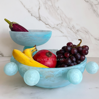 Couvercle de support de dôme de gâteau mobile en résine fait à la main de luxe | Serveur de dessert décoratif en marbre bohème | Vaisselle Royal Artisans