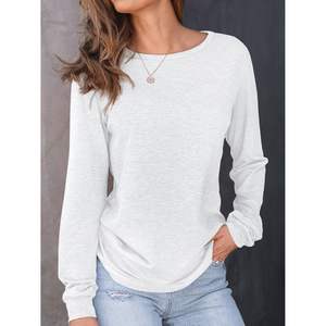 2025 camisetas informales de manga larga para mujer, camisetas básicas de gran tamaño de Color sólido para oficina, trajes informales de negocios de seda XL - Product Image 4