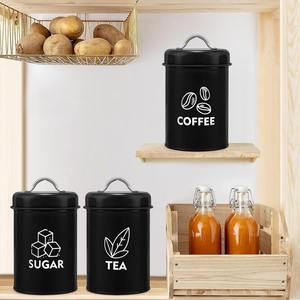 ภาชนะเก็บกาแฟ ชา น้ำตาล สีดำ พร้อมฝาปิดสุญญากาศ ปลอดภัยสำหรับเครื่องล้างจาน ดีไซน์ทันสมัยสำหรับใช้ในครัว - Product Image 4