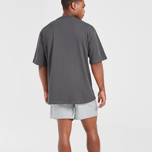 Custom Luxury Designer Oversized Short Sleeved Breathable Woven T-Shirt <b>Drop</b> Shoulder Tee Heavy Cotton O-Neck Men's All-Season - Product Image 2