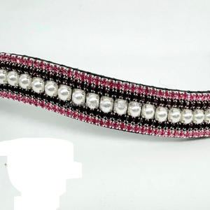 Caballo ecuestre de cuero genuino, banda de frente de caballo acolchada suave con cristales redondos de marca, Fabricante Mayorista indio superior ostentoso - Product Image 3