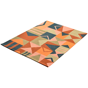 Tapis moderne abstrait en laine et viscose tufté à la main, motif écorce de bouleau haute densité, blanc ivoire et gris argenté - Product Image 2