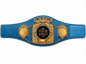เข็มขัดแชมป์มวยคาราเต้ยูโด MMA หนังสีน้ำเงิน สำหรับทุกเพศ ระบายอากาศได้ดี เส้นผ่านศูนย์กลาง 25 มม. ชุบทองและเงิน สำหรับยกน้ำหนัก - Product Image 3