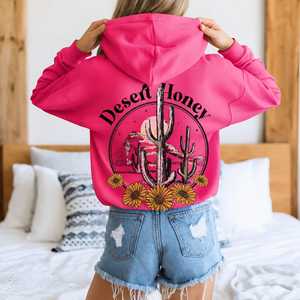 Sweat-shirt à capuche graphique Desert Honey, style Western Boho Cactus, imprimé personnalisé, respirant toute la journée, pour femme, vêtement d'hiver, OEM/ODM - Product Image 4