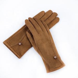 Guantes de piel de oveja de invierno para mujer, guantes cálidos con forro polar, informales, a la moda, con pantalla táctil - Product Image 2