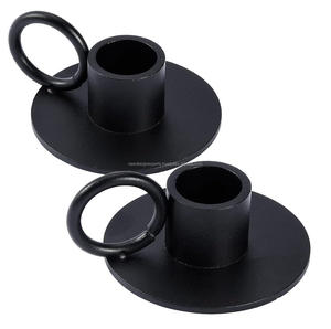 Bougeoirs en métal noir avec poignée ronde disponible - Product Image 1