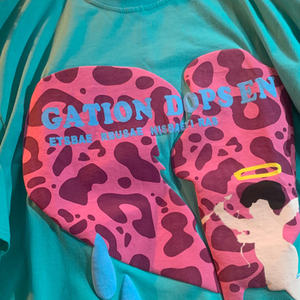 <b>Mens</b> Oversized Cotton T <b>Shirt</b> Short Sleeve O Neck <b>Leopard</b> Heart <b>Print</b> Casual Jersey Tee Loose Fit Summer Style Everyday Wear - Product Image 3