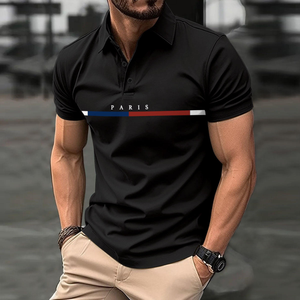Camiseta Polo Personalizada al por Mayor con Logotipo para Hombre, Estampado París, Manga Corta, Transpirable, Tejido de Punto para Golf - Product Image 4