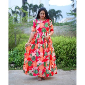 ชุดราตรีแฟชั่นพิมพ์ลายดิจิทัลผ้าจอร์เจียสีส้ม - Product Image 1