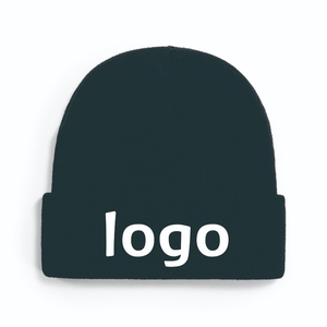 Bonnet unisexe en tricot 100 % acrylique, couleur unie, style décontracté pour adultes, avec revers, logo personnalisable - Product Image 1