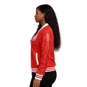 Delta Sigma Theta <b>Red</b> <b>Sequin</b> Cardigan for Women Comfortable Fit Premium Fabric Greek Sorority Apparel Casual Wear - Product Image 3